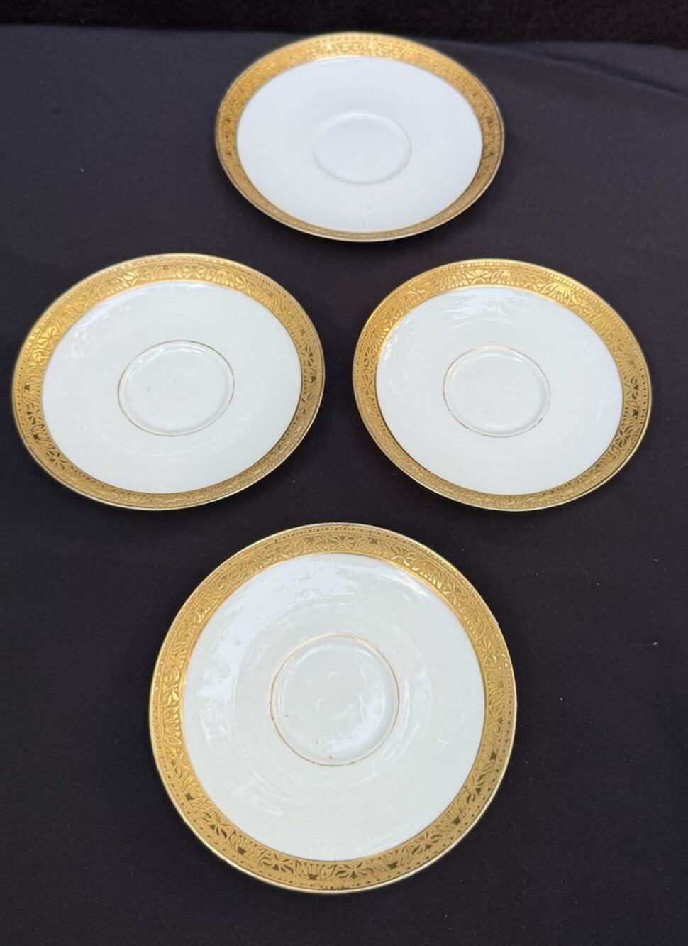 4 Vintage Limoges Depose France Demitasse Gilt Edge Saucers